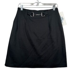 Isaac Hazan Skirt Size 6‎ Black Mini Silver Buckle Preppy Mod Indie Sleaze Y2K